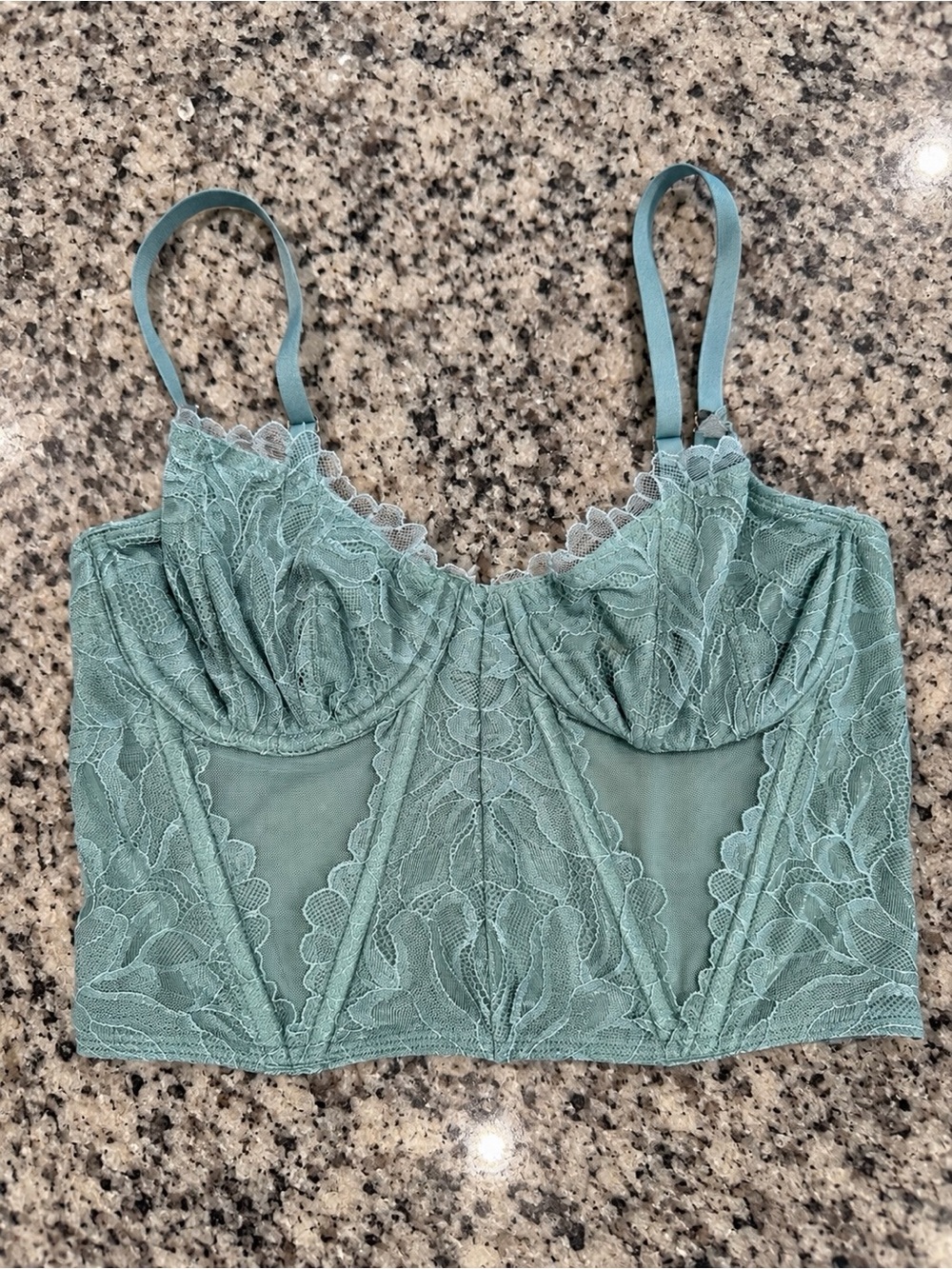 Hollister Sage Green Lace Longline Bralette